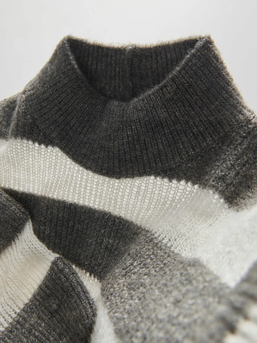 szaro-bialy-sweter-w-paski-reserved-146-stan-nowy