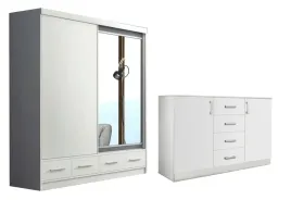 bialy-zestaw-mebli-szafa-200-komoda-salon-led