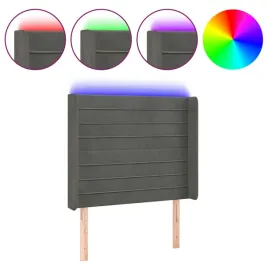zaglowek-led-aksamitny-ciemnoszary-83x16x128-cm