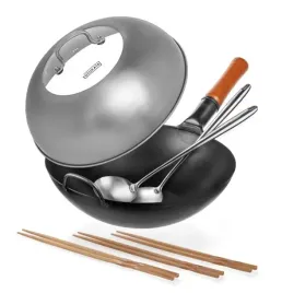 zestaw-wok-34-cm-stal-weglowa-pokrywka-lopatka-lyzka-paleczki-yosukata