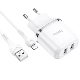 hoco-n4-aspiring-network-charger-lightning-cable-white