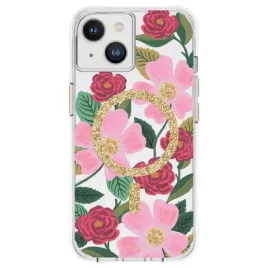 rifle-paper-clear-magsafe-etui-iphone-14-zdobione-zlotem-rose-garden
