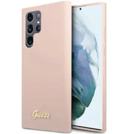 guess-silicone-script-metal-logo-etui-samsung-galaxy-s23-ultra-rozowy