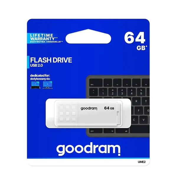 goodram-pendrive-64gb-usb-2-0-ume2-bialy-waga-z-opakowaniem-0-3-kg-stan-nowy
