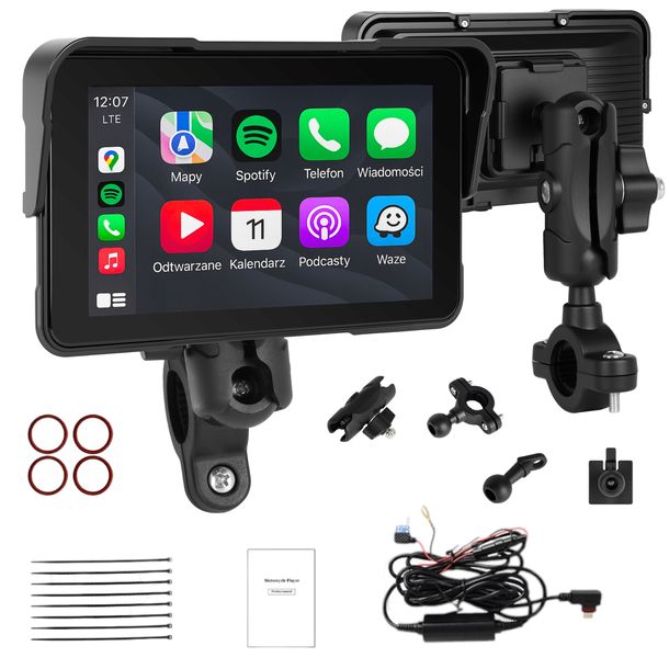 TABLET EKRAN MONITOR STACJA MOTOCYKLOWA MULTIMEDIALNA CARPLAY ANDROID AUTO