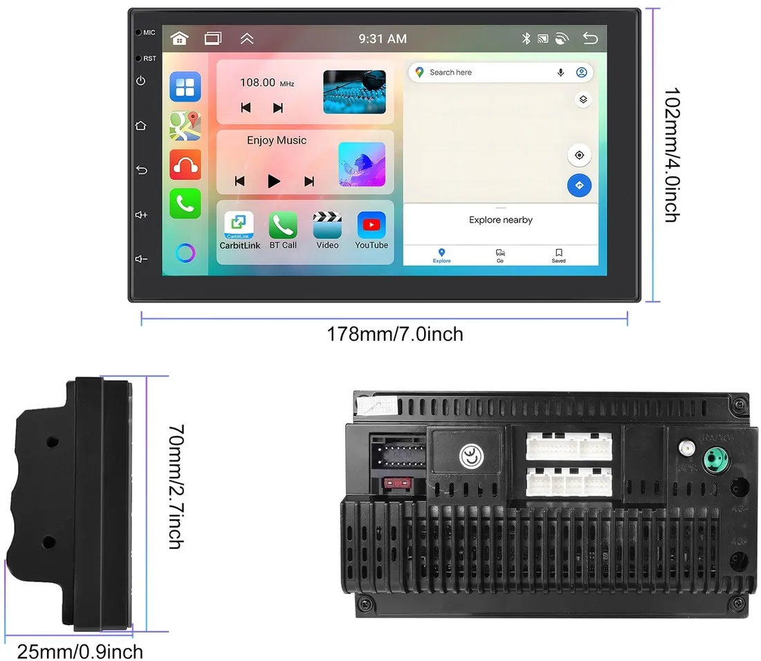 radio-samochodowe-2-din-6gb-ram-android-auto-carplay-android-15-rds-dsp-7-stan-nowy