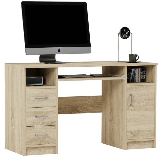 Duże biurko komputerowe N11 w odcieniu sonoma, o szerokości 124cm