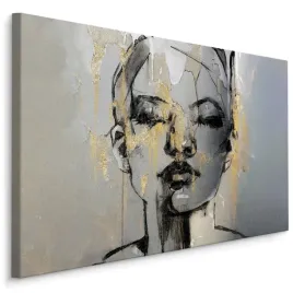 obraz-na-plotnie-czarno-zloty-portret-kobiety-na-sciane-do-sypialni-90x60