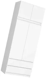 szafa-z-nadstawka-dwudrzwiowa-na-ubrania-polki-szuflady-drazek-biala-90-cm