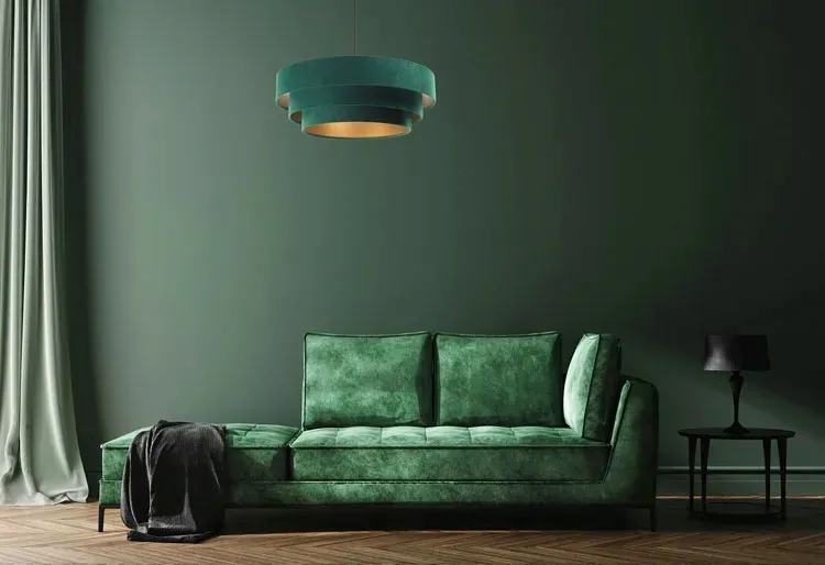 zielona-lampa-wiszaca-do-salonu-kuchni-welurowa