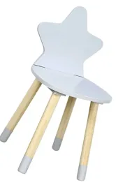 szare-krzeselko-dzieciece-gwiazdka-drewno-sosnowe