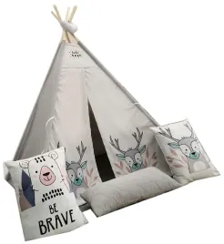 wigwam-tipi-namiot-dzieciecy-szary-3-poduszki-mata