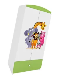 szafa-dziecieca-niebieska-biala-4-polki-szuflada