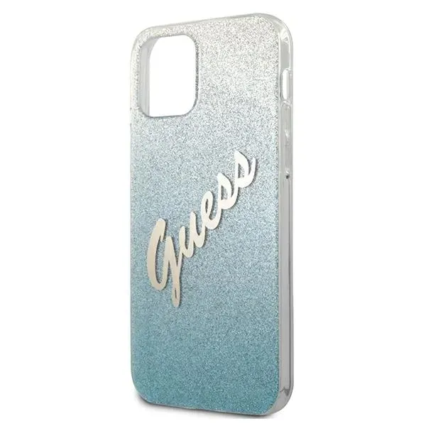 guess-iphone-12-12-pro-61-niebieski-blue-hardcase-glitter-gradient-script-stan-nowy