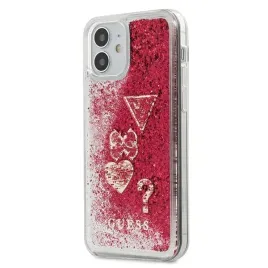 guess-iphone-12-mini-54-malinowy-raspberry-hardcase-glitter-charms