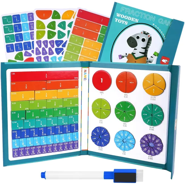 ZABAWKA DO NAUKI MATEMATYKI UŁAMKI TABLIC MAGNETYCZNA EDUKACYJNA MONTESSORI