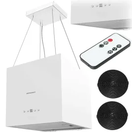 okap-kuchenny-wyspowy-wiszacy-bialy-40-cm-pilot-2-filtry-weglowe-w-zestawie