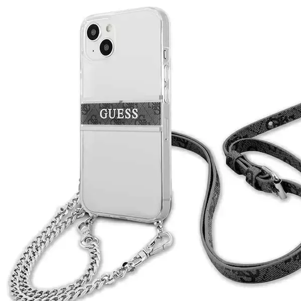guess-iphone-13-mini-54-transparent-hardcase-4g-grey-strap-silver-chain-stan-nowy