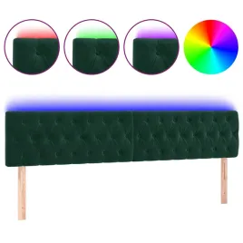 zaglowek-do-lozka-z-led-ciemnozielony-200x7x78-88-cm-aksamit
