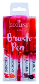 ecoline-brushpen-set-5-red-pisaki-akwarelowe