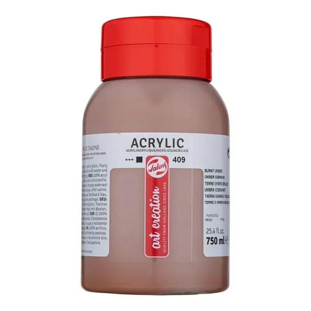 Farba akrylowa 750ml Burnt Umber 409TALENS ART CREATION