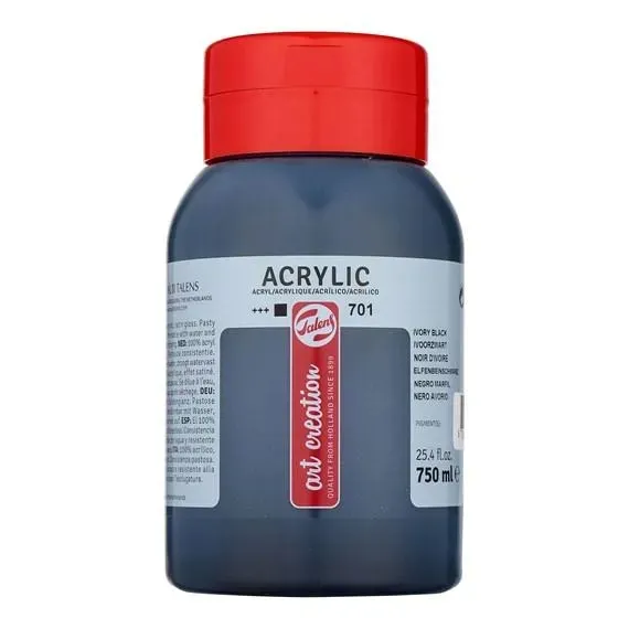 Farba akrylowa. 750ml Ivory Black 701TALENS ART CREATION