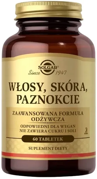 Solgar Skin Nails and Hair MSM 60 tabl. Włosy Skóra Paznokcie L-prolina