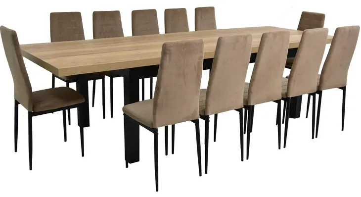 12 TAPICEROWANYCH krzeseł SZTRUKS i stół rozkładany 100x200/300 halifax