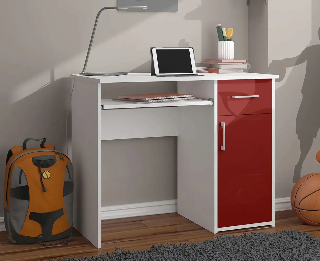 biurko-pin-90-cm-biale-czerwony-polysk-wolnostojace