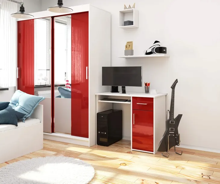 biurko-pin-90-cm-biale-czerwony-polysk-wolnostojace