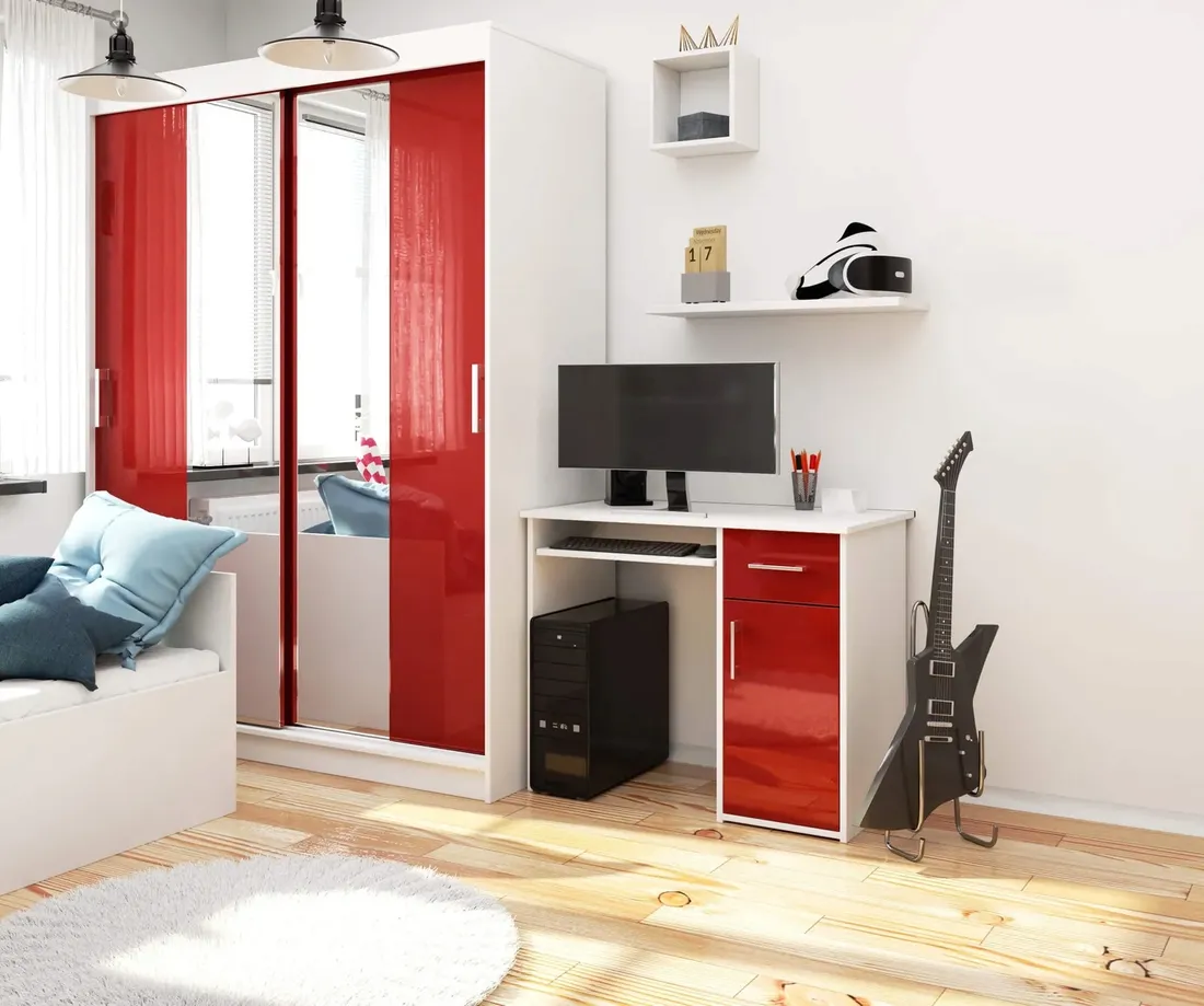biurko-pin-90-cm-biale-czerwony-polysk-wolnostojace