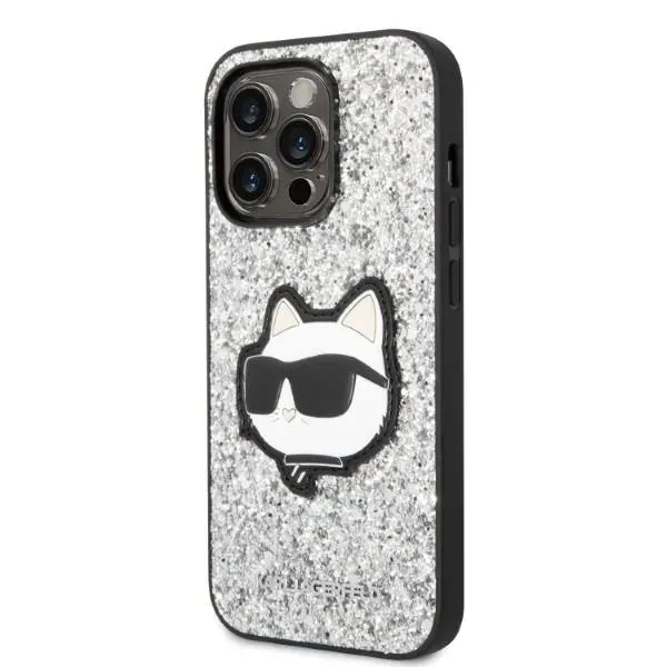 etui-karl-lagerfeld-glitter-choupette-patch-na-iphone-14-pro-srebrne-stan-nowy