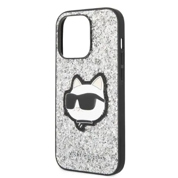 etui-karl-lagerfeld-glitter-choupette-patch-na-iphone-14-pro-srebrne-stan-nowy