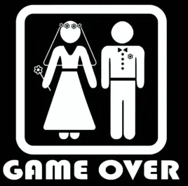 game-over-malzenstwo-to-koniec-swobody-wolnosci-zabawna-naklejka-samochod