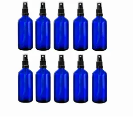 butelka-szklana-niebieska-100ml-z-atomizerem-czarnym-x10szt