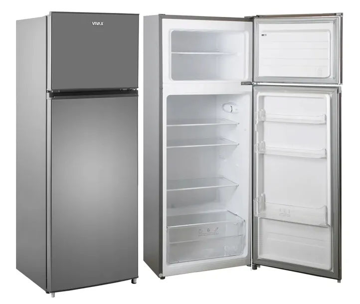 LODÓWKA Z ZAMRAŻARKĄ CHŁODZIARKO ZAMRAŻARKA POJEMNA 207L INOX 143cm
