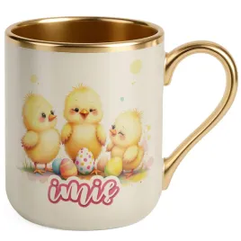 kubek-premium-zloty-ecru-personalizowany-wielkanoc-kurczaki-pisanki