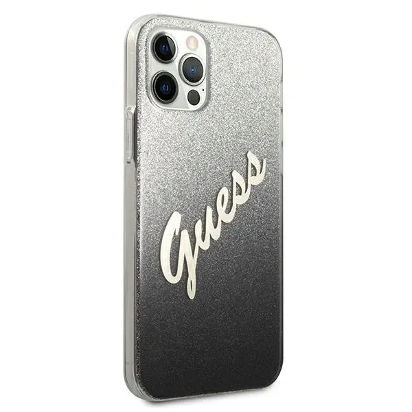 guess-iphone-12-pro-max-67-czarny-black-hardcase-glitter-gradient-script