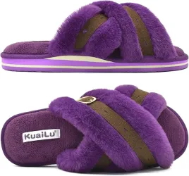 kapcie-damskie-bawelniane-fioletowe-futrzane-puszyste-klamra-r-40