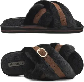 kapcie-damskie-bawelniane-czarne-futrzane-puszyste-klamra-r-36