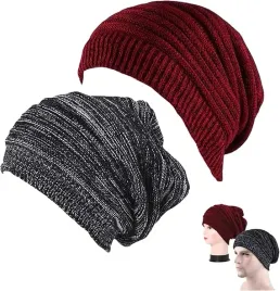 czapka-zimowa-meska-damska-luzna-dzianina-2szt