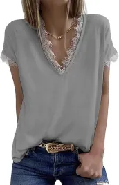 bluzka-damska-szara-koronka-letnia-t-shirt-m