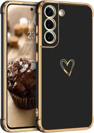 etui-do-samsung-galaxy-s21-silikonowe-czarno-zlote-ramka-serce-sm-g991