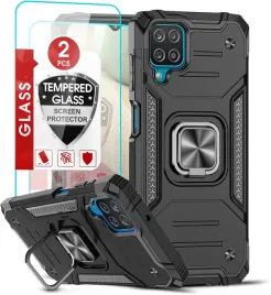 etui-samsung-galaxy-a12-m12-czarna-pancerna-obudowa-bumper-szklo-hartowane