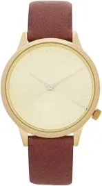 zegarek-damski-zloty-czerwony-pasek-analogowy-kwarcowy