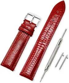 pasek-do-zegarka-czerwony-skora-cieleca-uniwersalny-srebrna-klamra-22mm