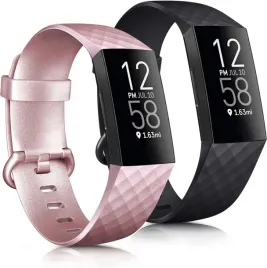 2x-pasek-do-fitbit-charge-3-4-rozowy-czarny-tpu-wodoodporny-opaska-l