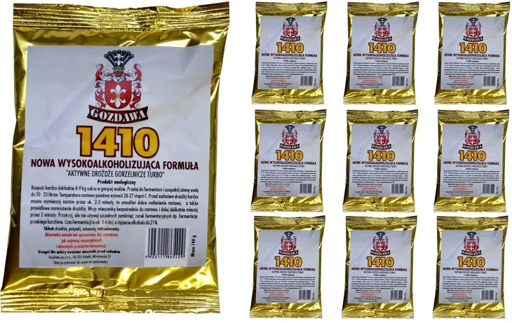 Drożdże gorzelnicze GOZDAWA 1410 140g na 25L 10szt
