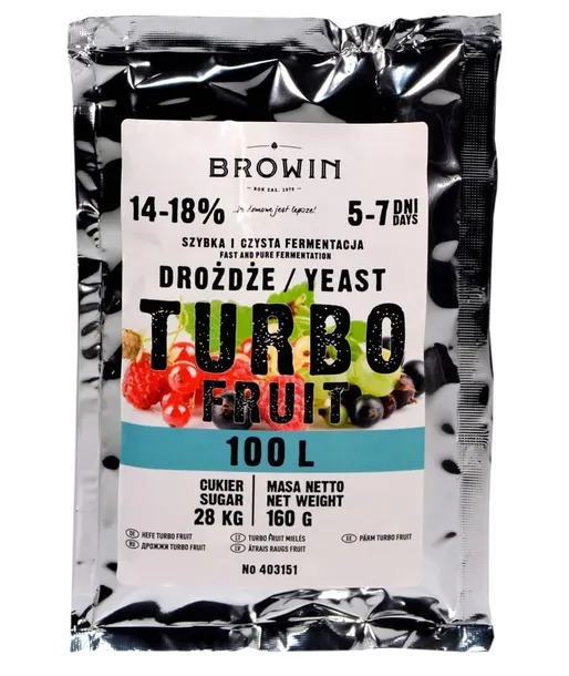 DROŻDŻE TURBO FRUIT na 100L BROWIN do wina