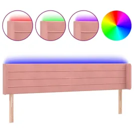 zaglowek-led-aksamitny-rozowy-163x16x78-88-cm